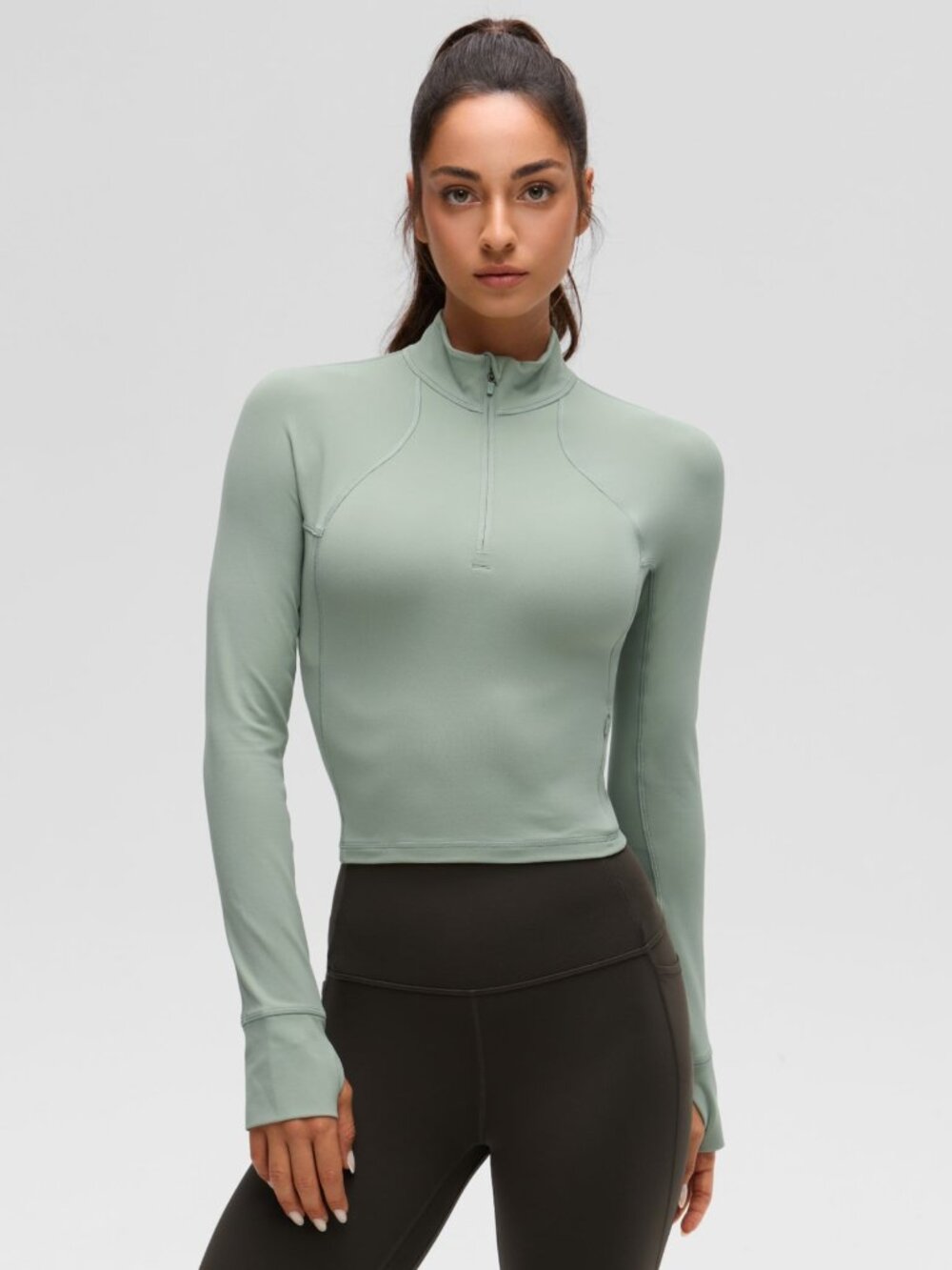 Butterluxe Half Zip Cropped Long Sleeve